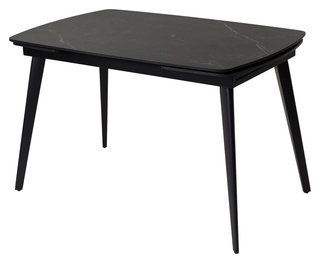 Стол обеденный раздвижной ELIOT 120, MATT BLACK MARBLE SINTERED STONE/BLACK