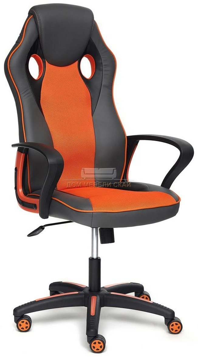Кресло офисное Рейсер Racer, металлик экокожа/оранжевая сетка