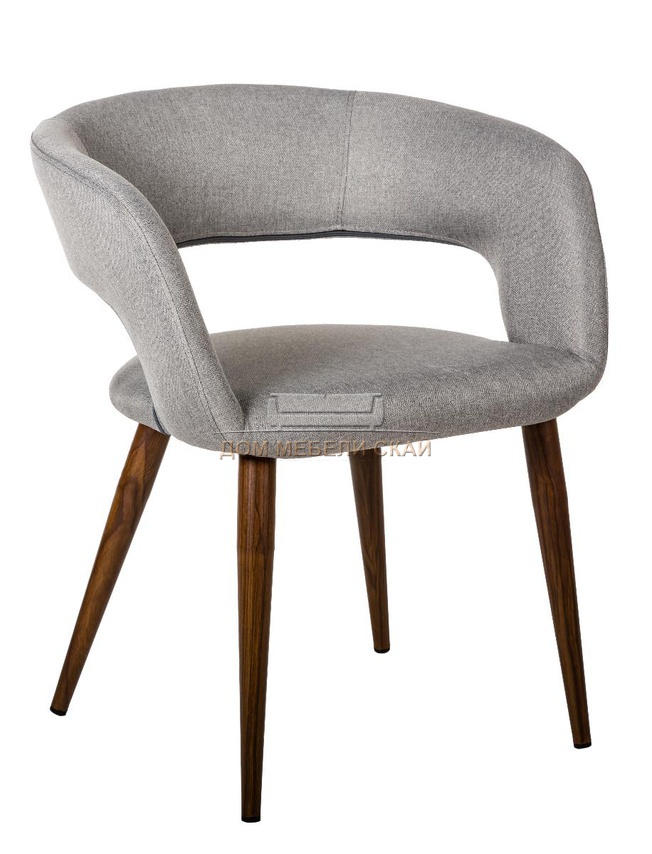 Стул-кресло Walter, рогожка светло-серого цвета эко/темный орех