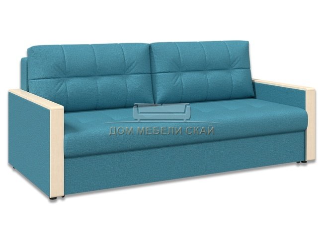 Диван-кровать Норд с декором, голубая рогожка/береза