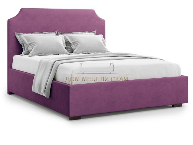 Кровать полутороспальная 140x200 Izeo без подъемного механизма, фиолетовый велюр velutto 15