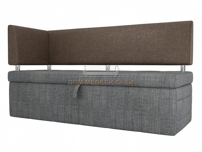 Кухонный диван Стоун с левым углом, серый/коричневый/рогожка