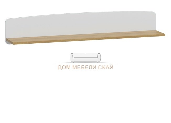 Полка настенная Нордик №2, дуб сантана золотистый/белый