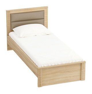Кровать односпальная 90x200 Элана с мягкой спинкой, сонома