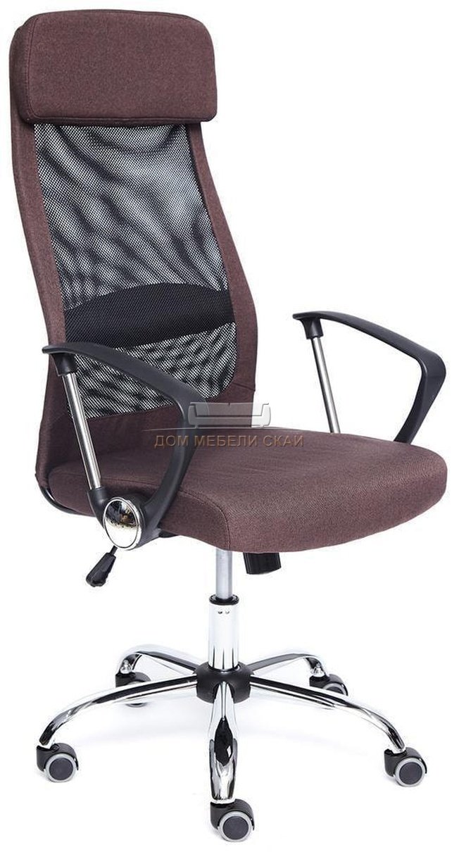 Кресло офисное Профит PROFIT, коричневая рогожка/черная сетка