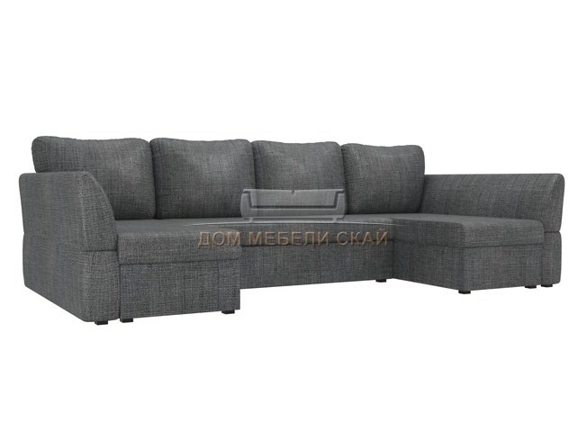 П-образный угловой диван Гесен, серый/рогожка