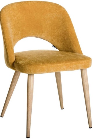 Стул-кресло Lars, микровельвет жёлтого цвета/натуральный дуб