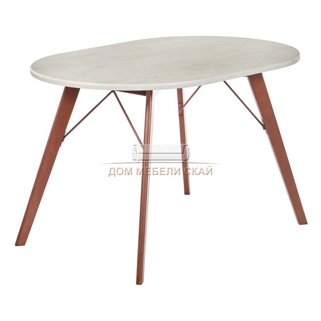 Стол обеденный овальный Aida, бетон крем/темный орех