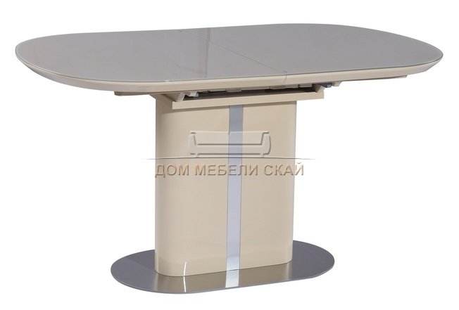 Стол обеденный раскладной DISCOVERY 120, латте сатинированное стекло