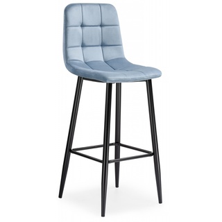 Барный стул Chio, велюровый голубого цвета blue/black