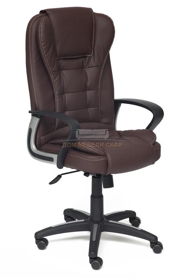 Кресло офисное Барон Baron, коричневая глянцевая экокожа
