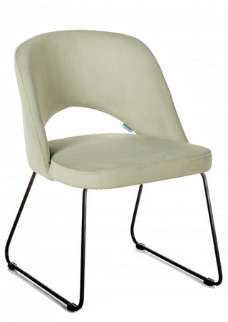 Стул-кресло Lars, велюровый светло-зеленый фисташковый/линк черный