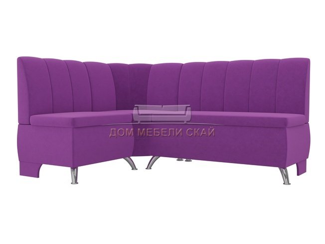Кухонный угловой диван левый Кантри, фиолетовый/микровельвет