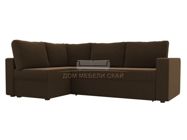 Угловой диван-кровать левый Оливер, коричневый/микровельвет
