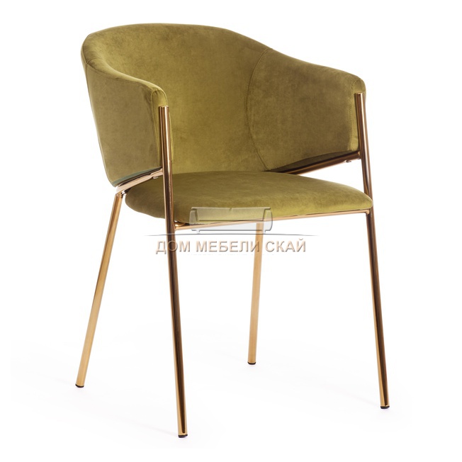 Стул-кресло KRONOS mod. 8158, вельветовый зеленого цвета V062-17/золотые ножки