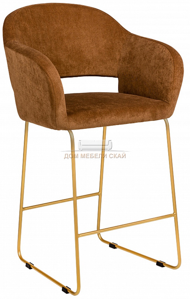 Кресло барное Oscar, велюровый коричневого цвета/линк золото