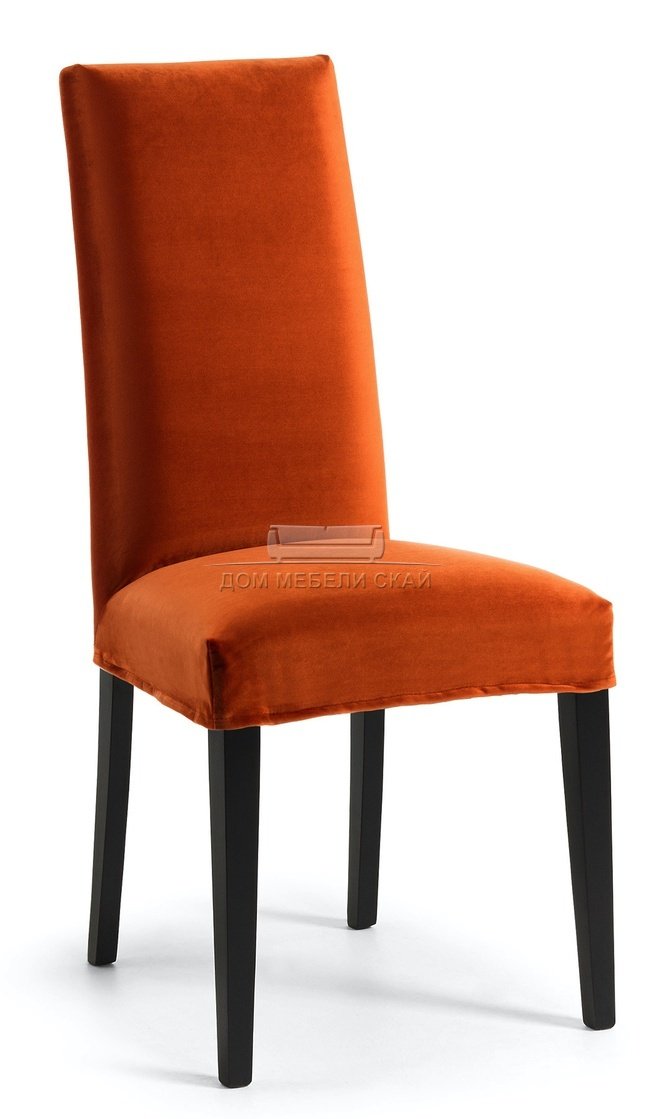 Стул Freia, велюровый оранжевого цвета/черный каркас