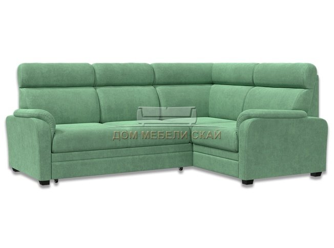 Угловой диван-кровать Омега 3-1, зеленый велюр