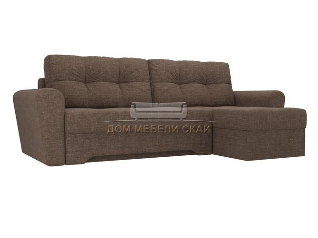 Угловой диван-кровать правый Амстердам, коричневый/рогожка