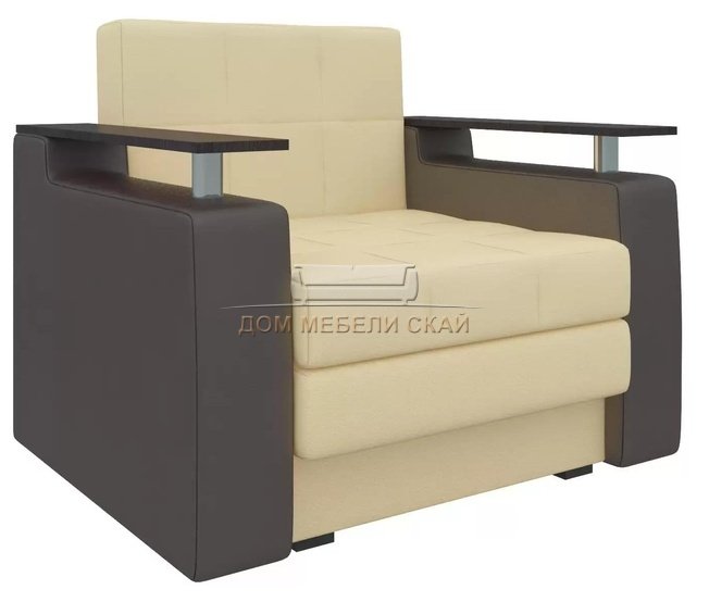 Кресло-кровать Мираж, бежевое/коричневое/экокожа