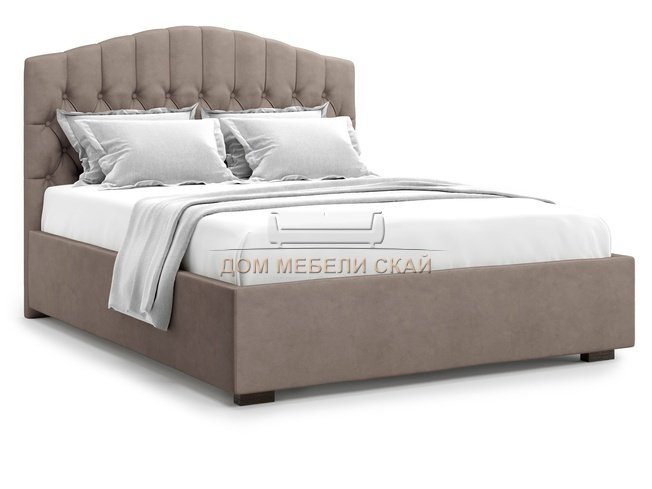 Кровать полутороспальная 140x200 Lugano с подъемным механизмом, коричневый велюр velutto 22