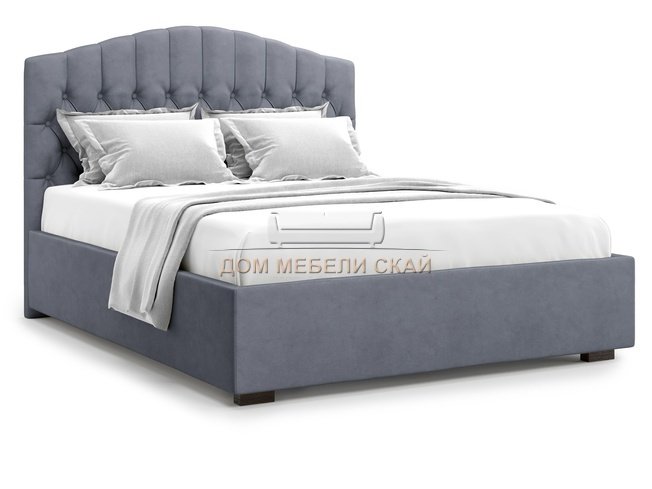 Кровать двуспальная 180x200 Lugano без подъемного механизма, серый велюр velutto 32