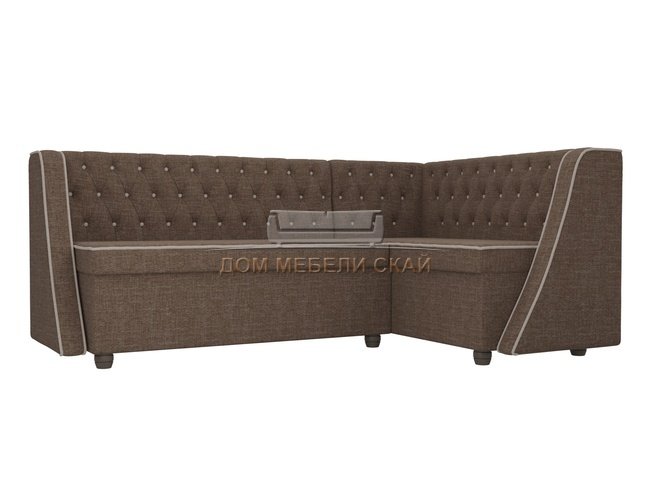 Кухонный угловой диван правый Лофт, коричневый/рогожка