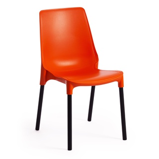 Стул GENIUS (mod 75), пластиковый оранжевого цвета/черные ножки