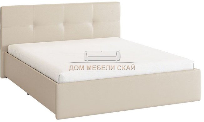 Кровать двуспальная 160x200 Куба, кремовая экокожа