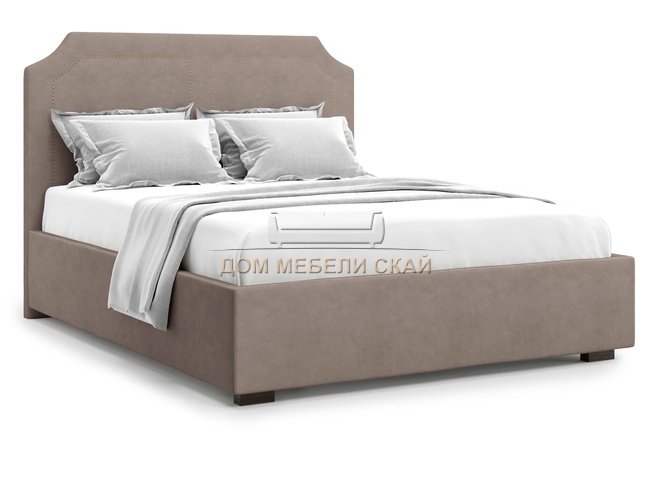 Кровать полутороспальная 140x200 Lago без подъемного механизма, коричневый велюр velutto 22