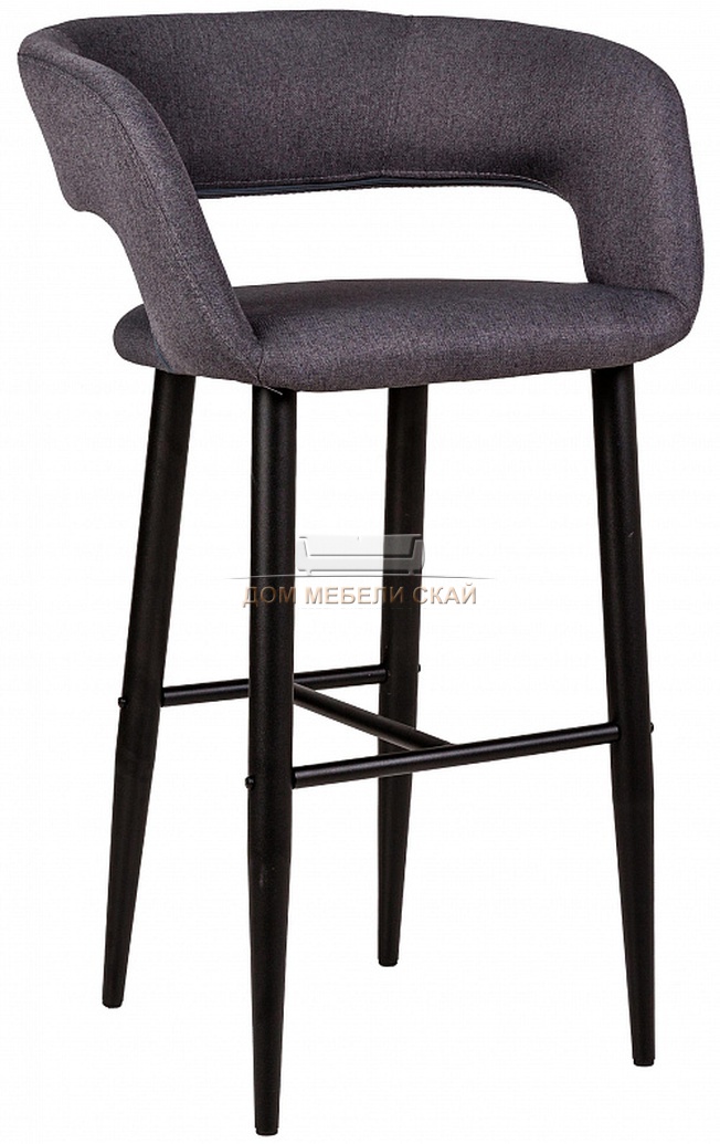 Стул-кресло барное Walter, рогожка темно-серого цвета/черный