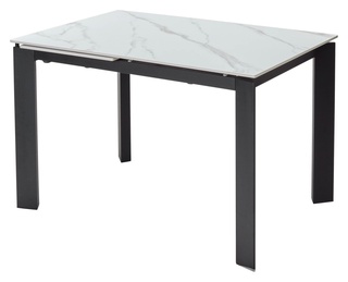 Стол обеденный раздвижной CORNER 120, SINTERED STONE MATT WHITE MARBLE/BLACK