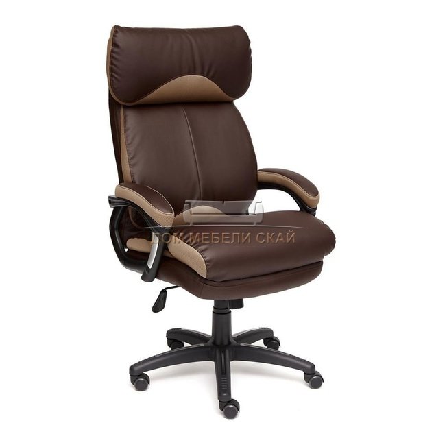 Кресло офисное Дьюк Duke, коричневая экокожа/бронзовая сетка