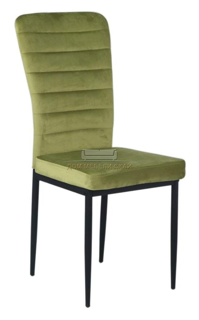 Стул металлический A-300, велюровый зеленого цвета/черный каркас