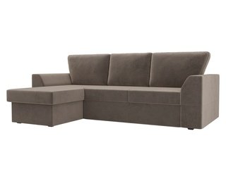 Угловой диван-кровать левый Морган, коричневый/велюр