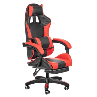 Игровое кресло Alfa Pro с подножкой, чёрно-красное