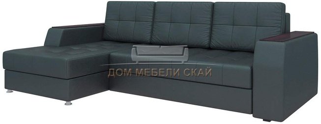 Угловой диван-кровать левый Эмир Б/С, черный/экокожа