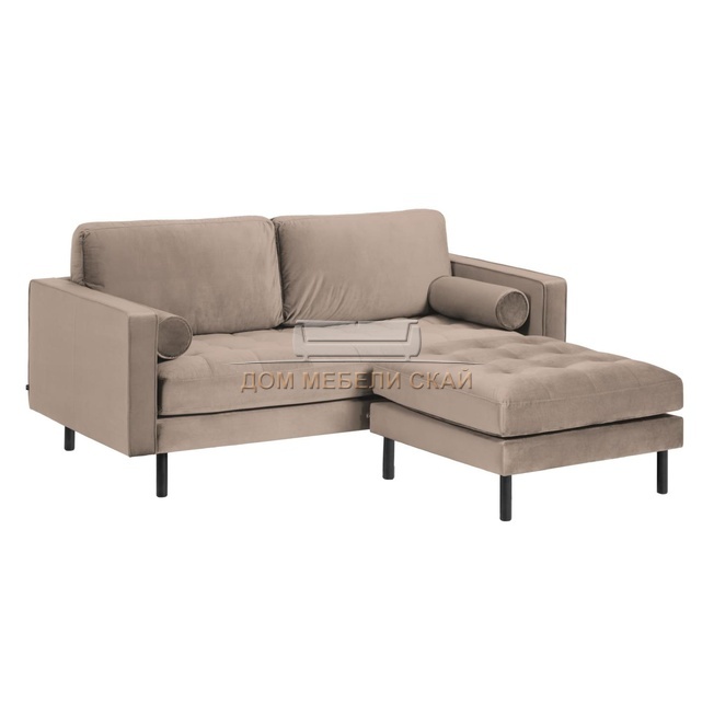 BOGART Диван 2-х местный с пуфом, бежево-серый бархат