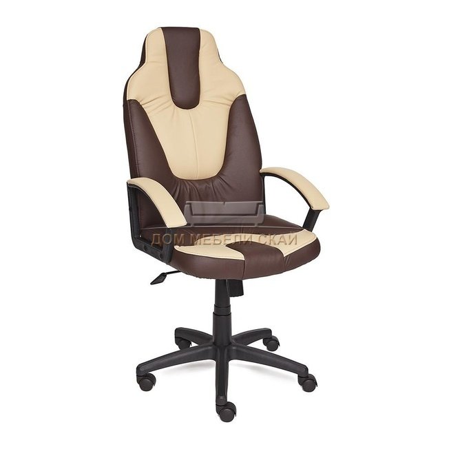 Кресло офисное Нео Neo 2, коричневая/бежевая экокожа