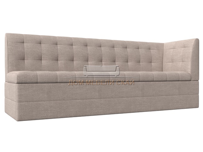 Кухонный угловой диван со спальным местом правый Бриз, бежевый/рогожка
