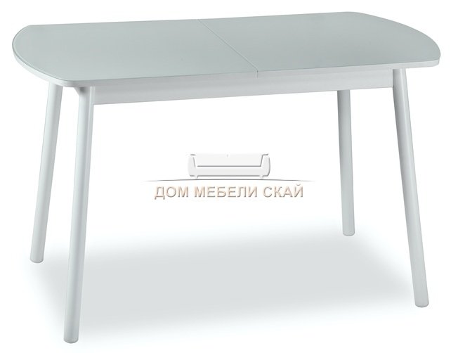 Стол обеденный раздвижной CORA 120, белый/стекло