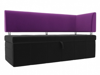Кухонный диван Стоун с правым углом, черный/фиолетовый/микровельвет