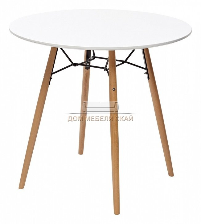 Стол обеденный круглый CLIDE D90, белый/массив бука