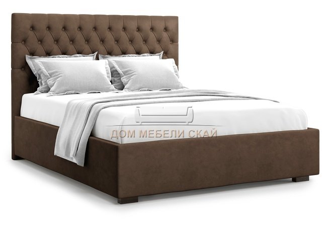 Кровать полутороспальная 140x200 Nemi без подъемного механизма, шоколадный велюр velutto 23