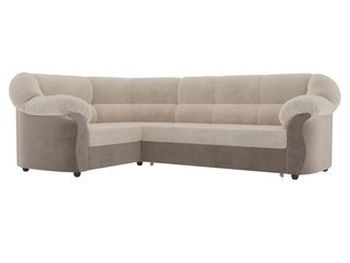 Угловой диван-кровать левый Карнелла, бежевый/коричневый/велюр