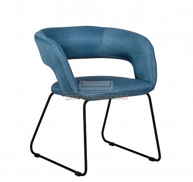 Стул-кресло Walter, рогожка синего цвета/линк черный