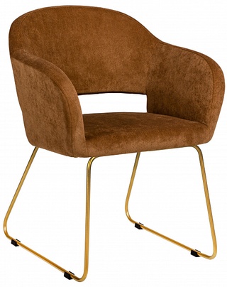 Стул-кресло Oscar, микровельвет коричневого цвета/линк золото