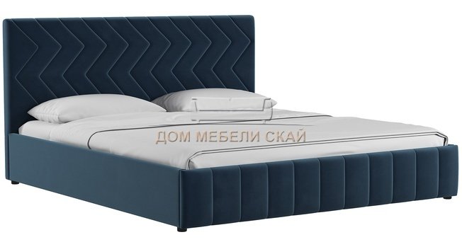 Кровать двуспальная Милана 180х200 с ПМ, лекко океан полуночно-синий