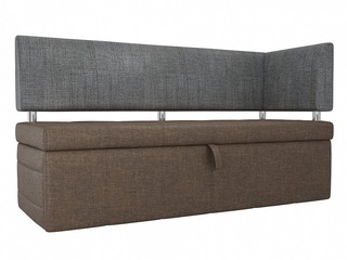 Кухонный диван Стоун с правым углом, коричневый/серый/рогожка