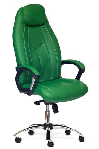 Кресло офисное Босс Boss люкс хром, зеленая экокожа